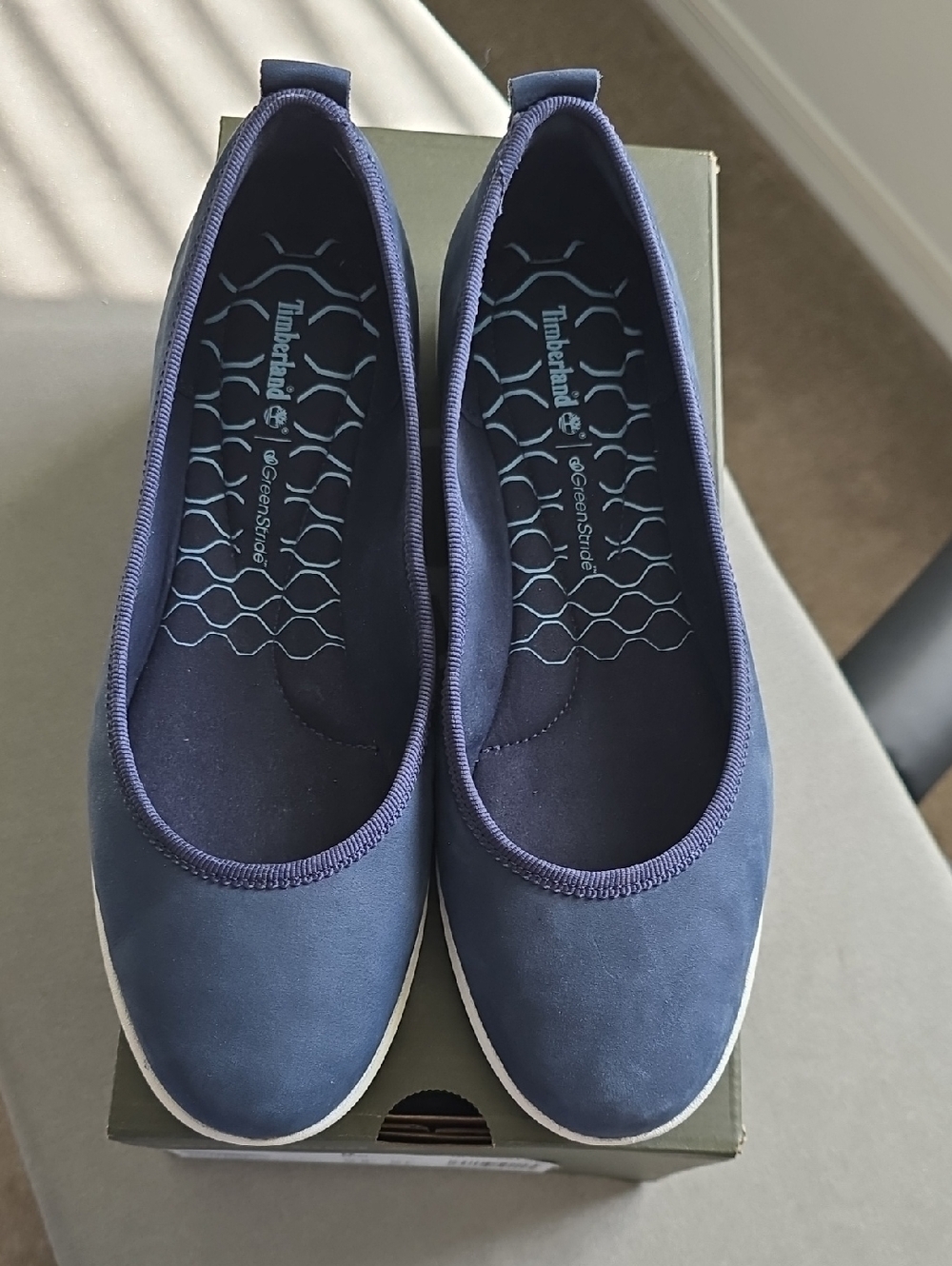 Timberland Women's Navy Slip-On Ballet Flats with Pull Tab